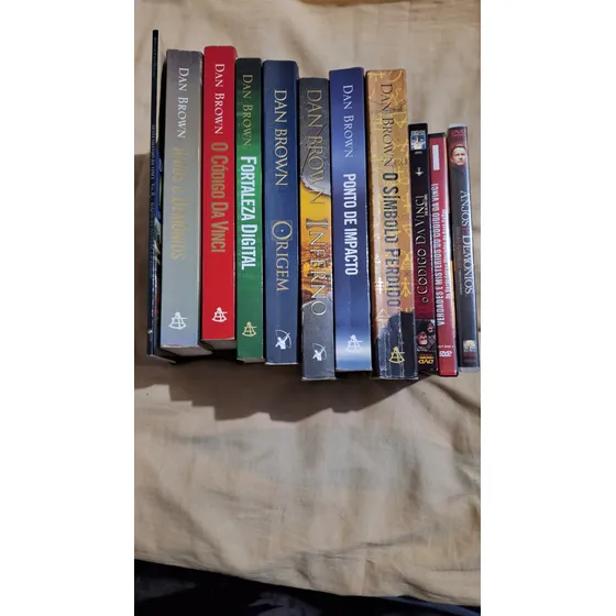 8 Livro Coleção Dan Brown Anjos E Demônios+o Código Da Vinci+fortaleza Digital+o Símbolo Perdido+ponto De Impacto+inferno+origem+decifrando  Capa Mole Editora Sextante + 3 Dvd Original  