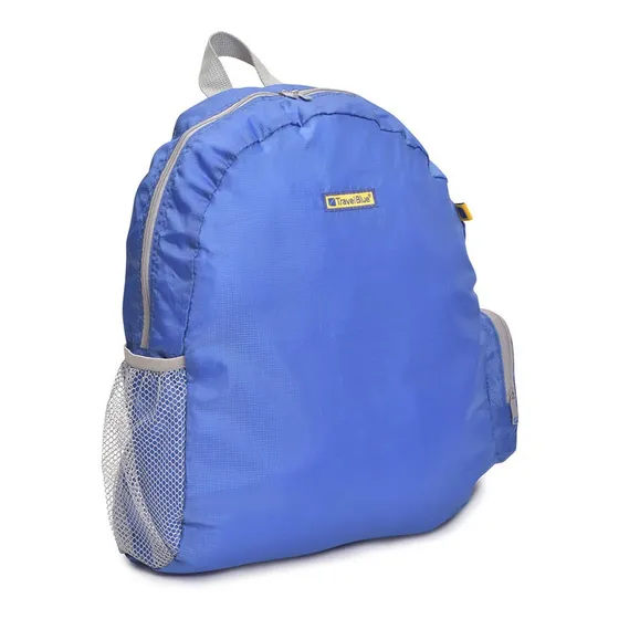 Mochila Importada Plegable De Lona Travel Blue Color Azul