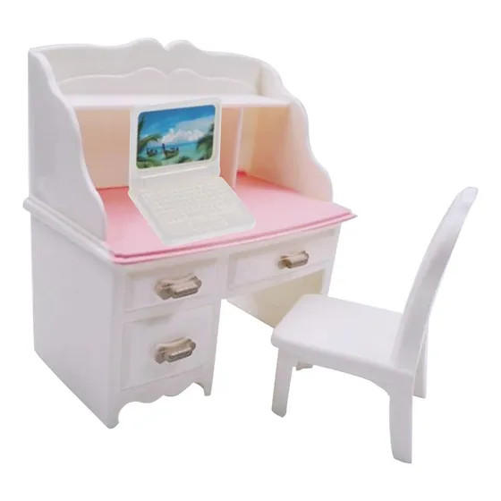 Juego De Silla De Escritorio En Con Portátil Blanco