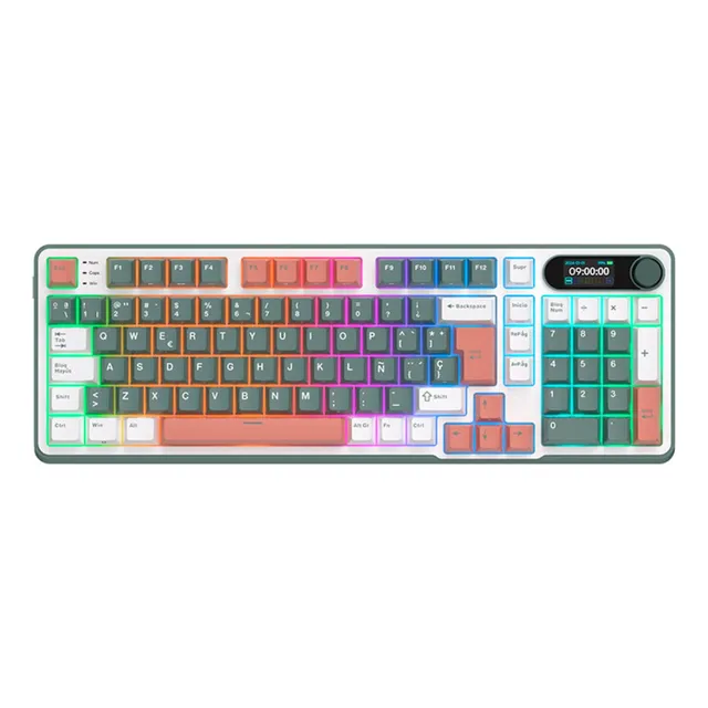Teclado Mecánico Wireless Royal Kludge Rk-s98 96% Trimodo Rgb Pantalla Color Camping Switches Cream