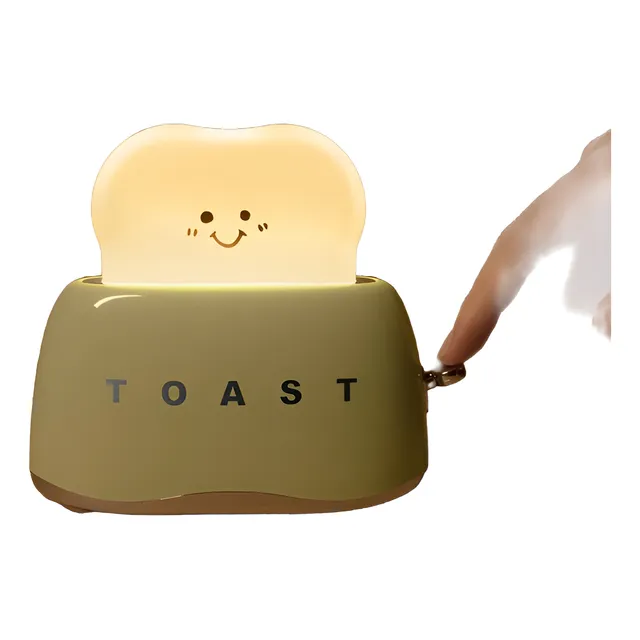Luz De Noche Infantil Kawaii Pan Tostado Led Y Temporizador