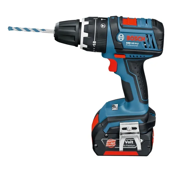 Taladro percutor atornillador inalámbrico de 13mm Bosch GSB 18 V-LI 18V + accesorio con l-boxx