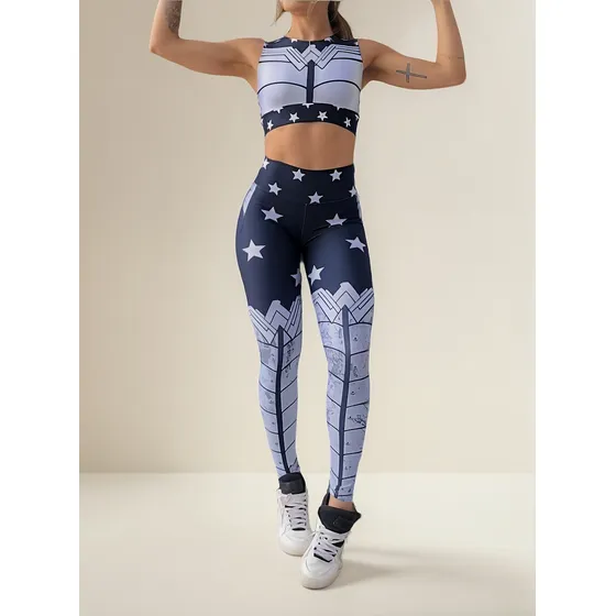 Conjunto Calça E Top Mulher Maravilha Ice 