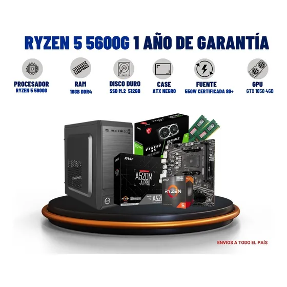 Ryzen 5 5600g 16gb Ssd M.2 512gb Gpu Gtx 1650 4gb 