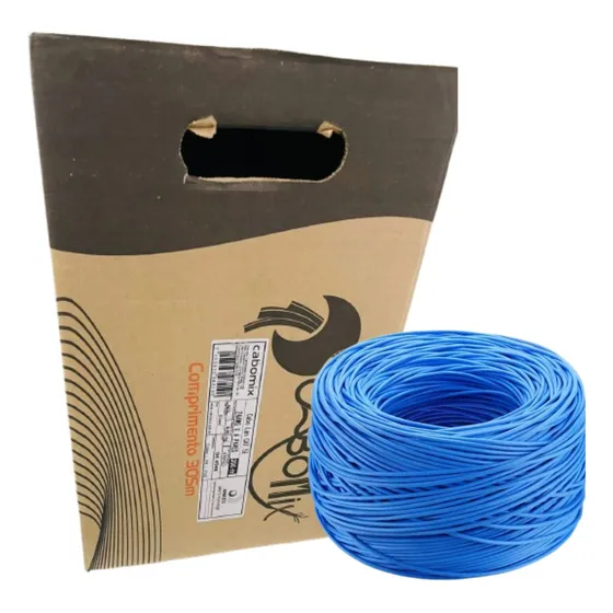 Cabo Rede Cat5e Azul 100% Cobre Cabomix 4 Pares 305 Metro