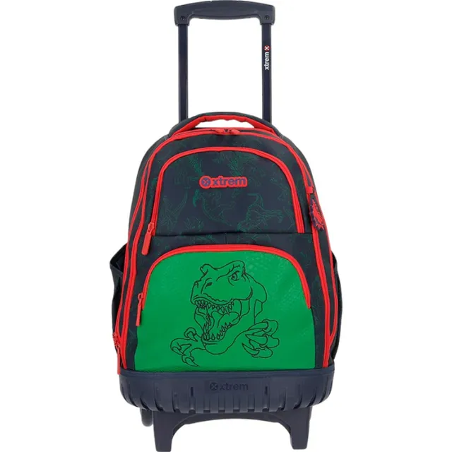 Mochila Samsonite Xtrem Carro Azul Con Dinosaurio Diseño De La Tela Rayado