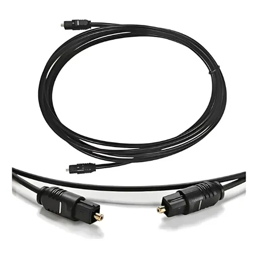 Cabo De Áudio Óptico Digital 2 Metros Toslink 2m Plug Gold