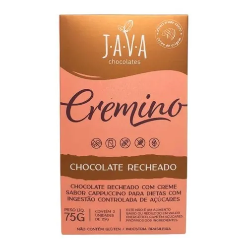 Chocolate Recheado Sabor Capuccino Zero Açucar Java 75g
