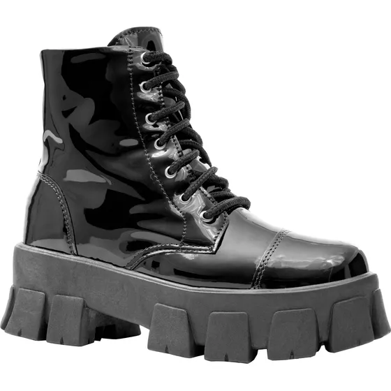 Bota Tratorada Blogueira Plataforma Coturno Cano Curto Macio