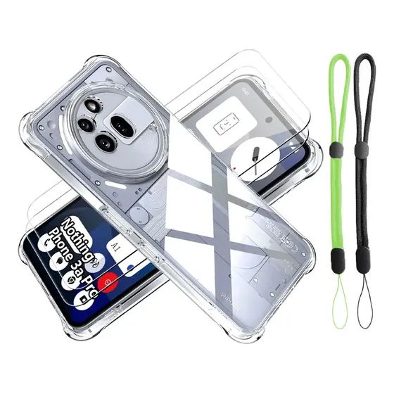 Funda Case Cristal Tpu Soft Silicona Rudo Uso Transparente + 2 Mica Cristal Templado Para Nothing Phone (3a) Pro