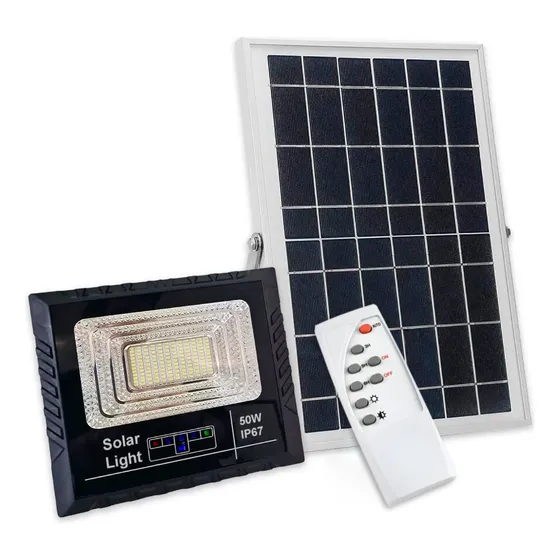 Foco Solar Reflector Led 50w Panel Exterior Jardin Luz Fria®