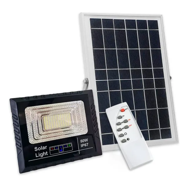 Foco Solar Reflector Led 50w Panel Exterior Jardin Luz Fria®