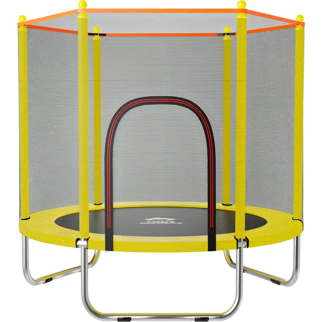 Trampolin Tumbling Niños Brincolin Infantil Red Seguridad Color de la lona de salto Amarillo Color del cobertor de resortes Amarillo