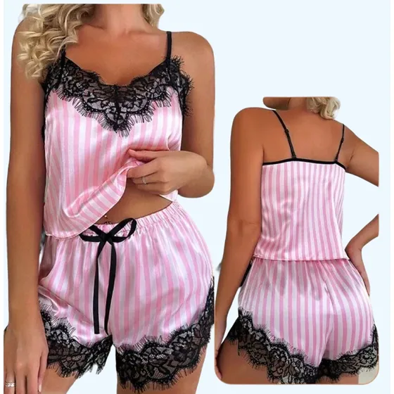 Set Pijama Rosado Para Mujer 2 Piezas