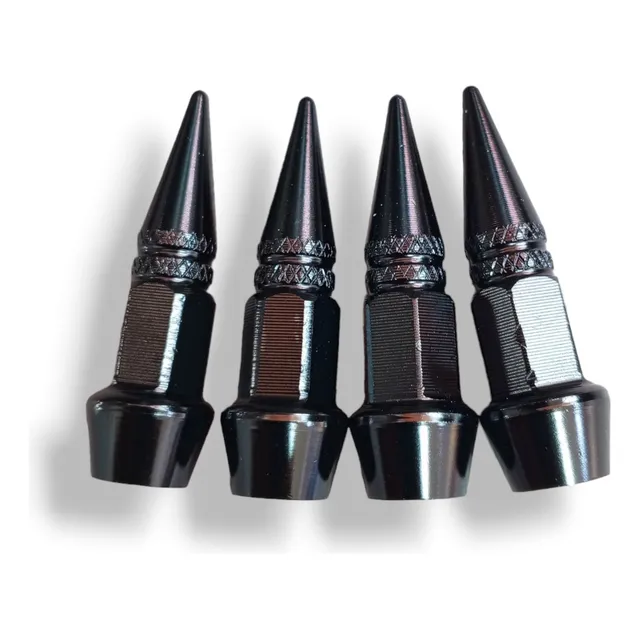Set De Tapa Gusanillo Carro Moto Válvula Negro 4 Pza