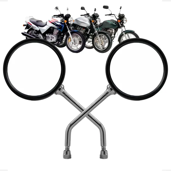 Par De Retrovisor Da Cb 500 Antiga Redondo Cromado Convexo