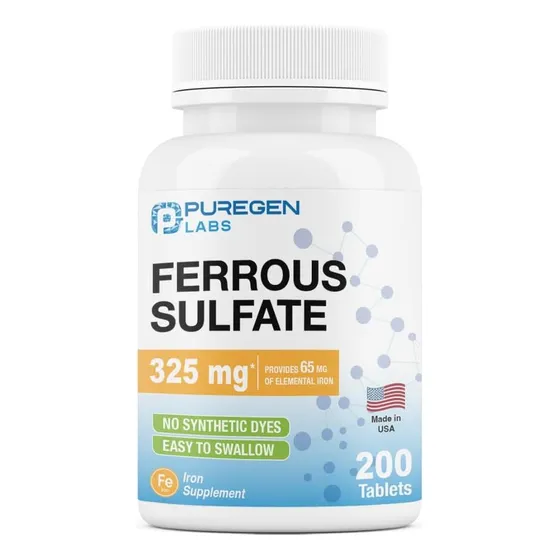 Puregen Labs Sulfato Ferroso 325 Mg (65 Mg De Hierro Element