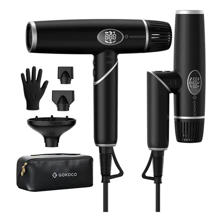 Secador De Cabelo Gokoco Gd045 1500w Portátil Dobrável Preto 127/220v