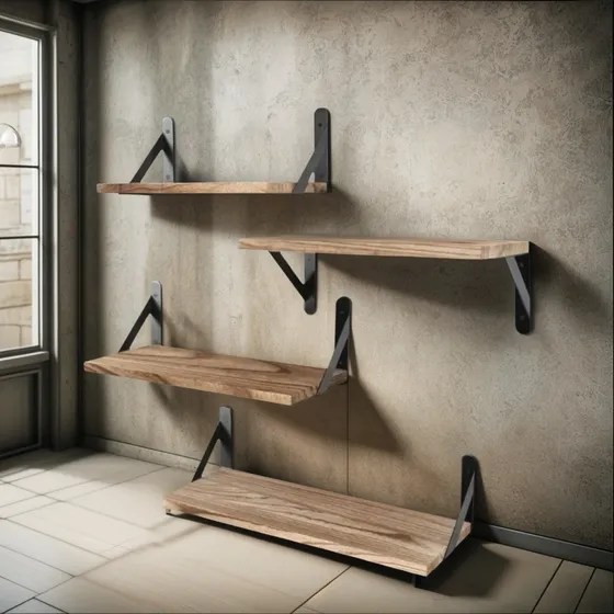 Repisas Flotantes Madera Fierro Set 4 Repisas Kit 4 Repisas