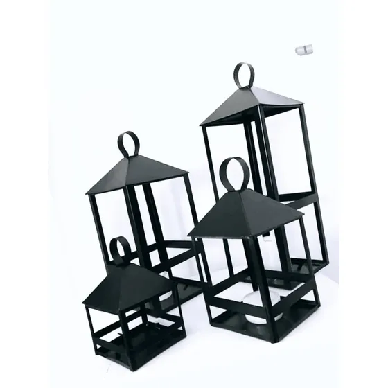 Set De 4 Faroles Para Velas- Fanal -deco Hogar Jardin Hierro