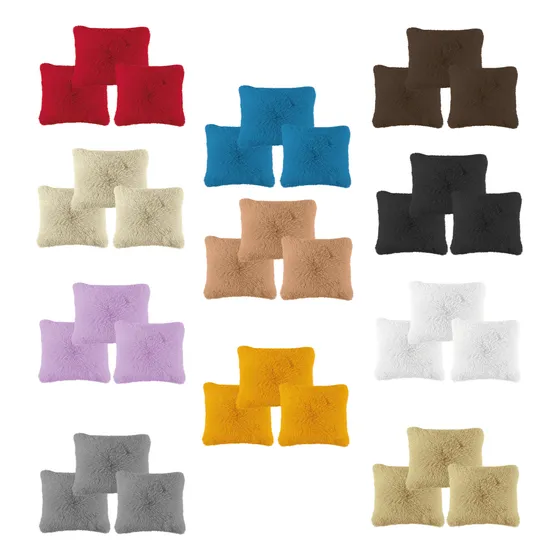 Set De 3 Cojines De Peluche Reversible Velour 50x50 Cms 