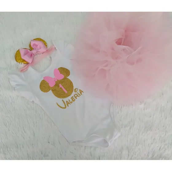 Conjunto Bodie Y Tutu Minnie Para Niñas