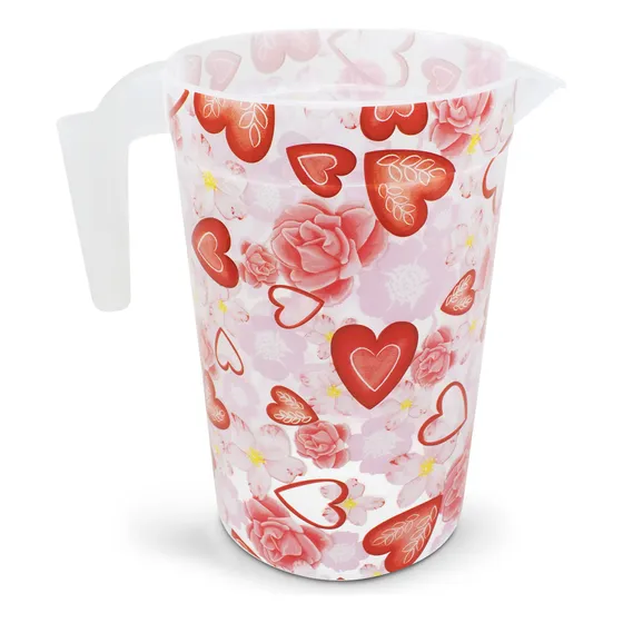 Jarra De Agua De Plástico Con Tapa 5 Litros Color Corazones