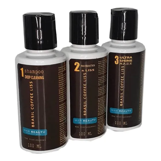 Kit Alisado Brasil Coffe Liss 3 Pasos 100ml Mar Beauty