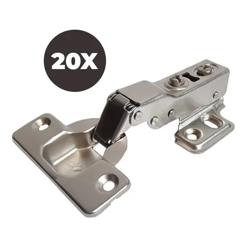 Kit 20 Dobradiças Curvas XF Para Moveis Pistão Amortecedor 35mm