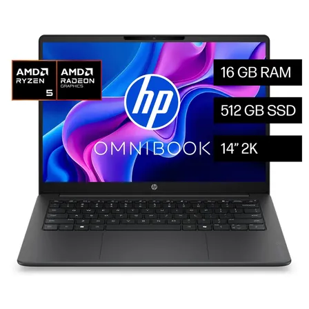 Notebook HP OmniBook 3 14-hy0054la AMD Ryzen 5 16GB RAM 512GB SSD 14" 2K Windows 11 Home