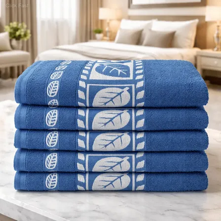 Jogo 5 Toalhas Banho Gigante Super Macia 100% Algodão Banhão Azul