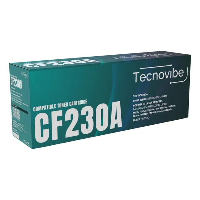 Toner Alternativo Tecnovibe Cf230a Con Chip Para Hp Laserjet M203d 203dn 203dw Mfp M227fdn 227fdw 277sdn M206dn 230 30a
