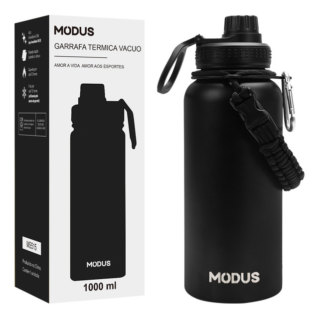 Garrafa Térmica 1000ml Aço Inoxidável Com Alça Paracord