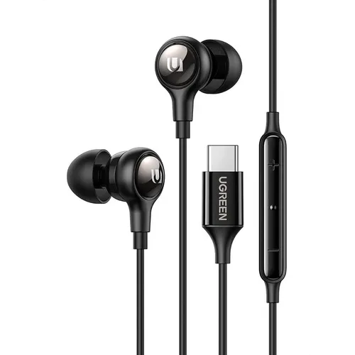 Auriculares Ugreen USB-C con cable Android con aislamiento de ruido, color negro