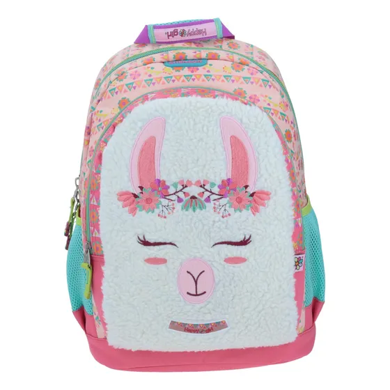 Mochila Grande Chenson Primaria Happy Girl Porta Tablet Llama Peluche Coleccion Drama Hg64470-p Color Rosa