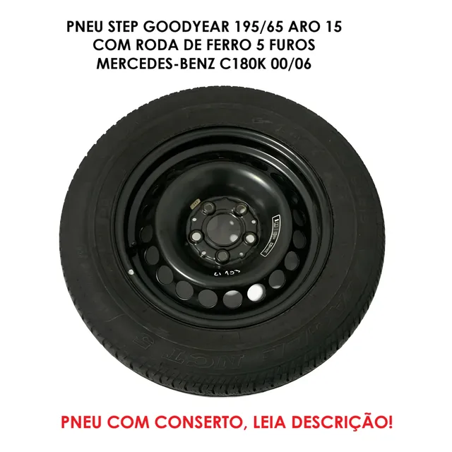 Pneu Step Roda Goodyear 195/65 Aro 15 40% Mb C180k Detalhe