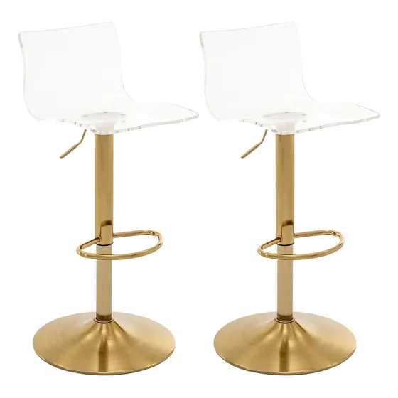 Silla Butaco Bar Transparente Dorado X2 Giratoria Adjustable