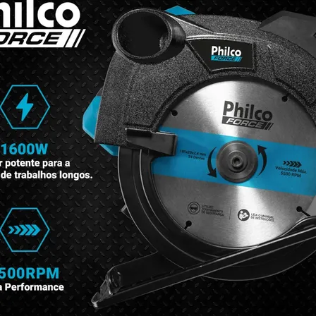 Serra circular philco force 5500rpm guia laser pse02 127v 220v