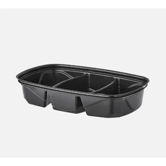 Contenedor Ovalado 3 Divisiones Darnel Negro
