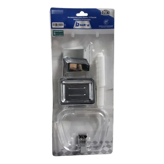 Accesorios Para Baño 3 Pzas Plástico - Cromado