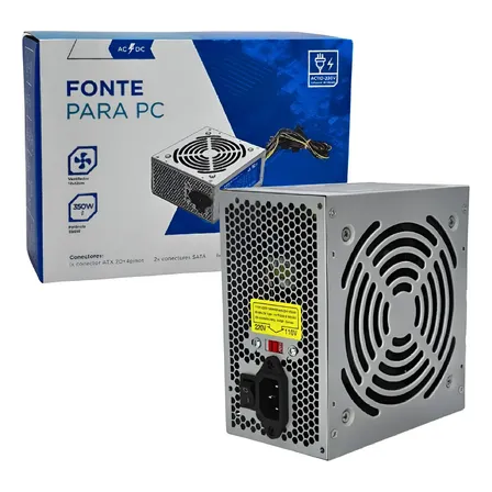 Fonte Gamer 350W ATX Bivolt 80 Plus Prateado Aikino com Proteção
