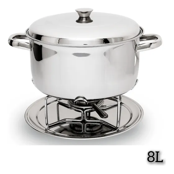 Olla Rechaud 8 Ltr Acero Inox C Calentador Cromado P/ Buffet