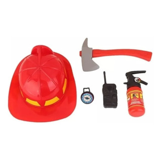 Set Casco Rojo De Bombero Con Accesorios Set Casco Rojo De Bombero Con Accesorios