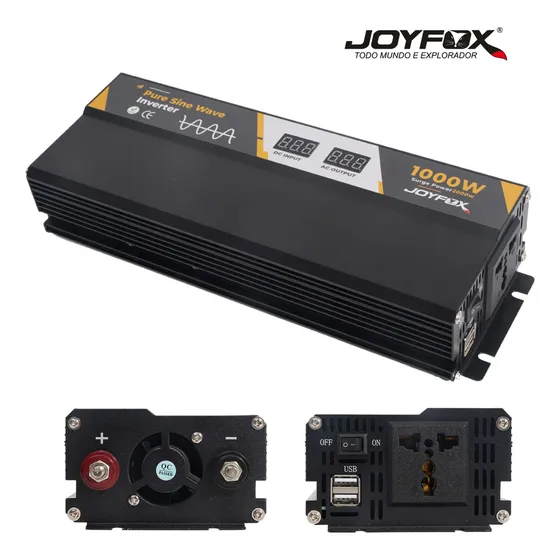 Joyfox Inversor Tensão 1000w Pico 2000w Conversor Onda Senoidal Pura 12v Para 220v 60hz Múltipla Proteção