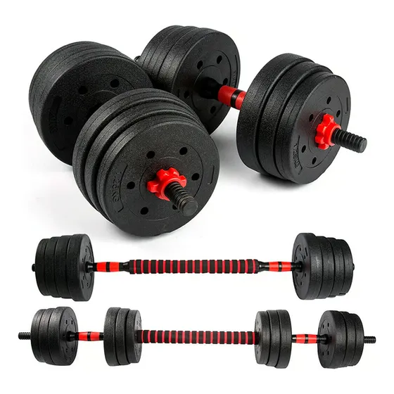 Kit Mancuernas Ztecno + Barra 20kg Ajustable Con Tope A Rosca Discos Pvc Gym Ejercicios