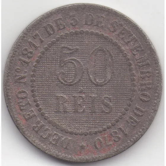 Moeda 50 Réis - 1886 Império - Decreto Nº 1817 De 05/09/1870