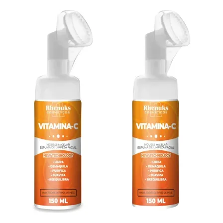 Kit 2 Mousse Micelar Vitamina C Espuma De Limpeza Facial