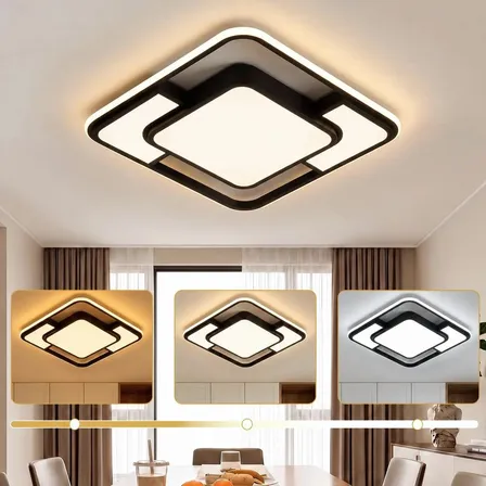 Luminária Lustre Quarto Led Sobrepor Quadrad Modern 3 Em 1
