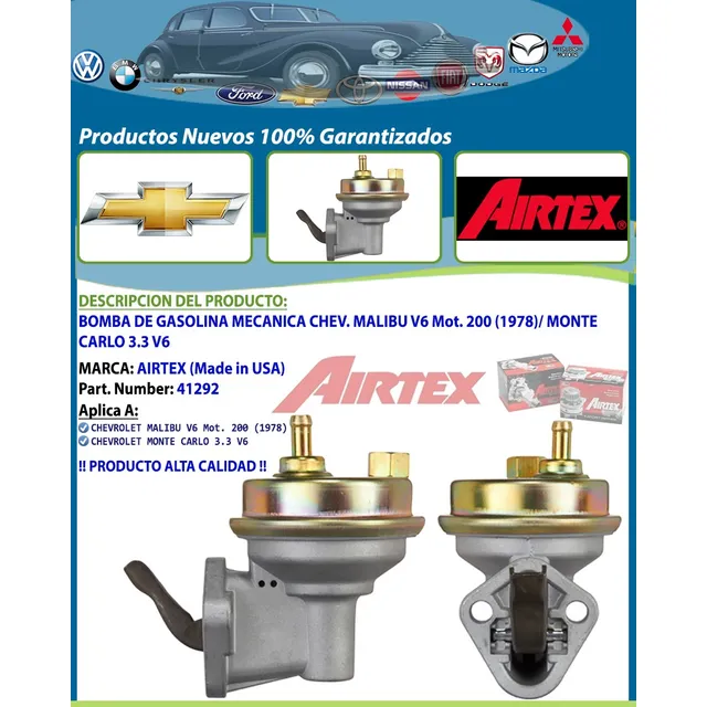 Bomba Gasolina Mecanica Malibu V6 Mot 200 Monte Carlo 3.3 V6