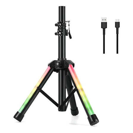 Suporte Tripe Para Caixa De Som Com Led Rgb E Bateria 1,10m Preto